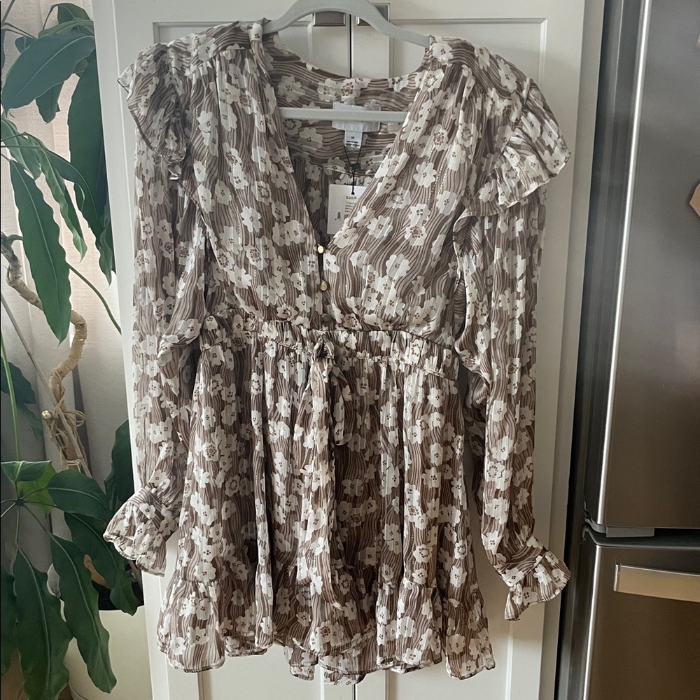 Sabina musayev Evan long sleeve floral mini dress sz M NWT - Picture 3 of 7